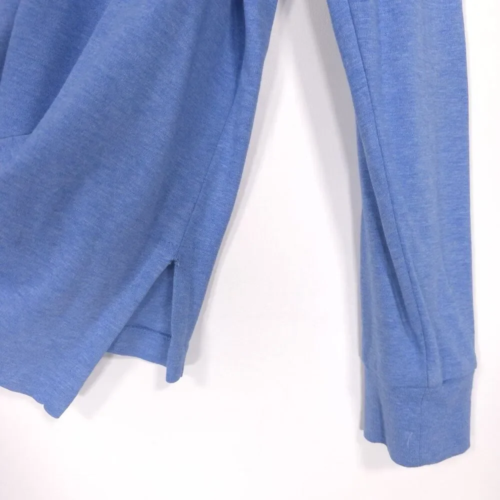 POLO RALPH LAUREN Pima Soft Touch Long Sleeve Blue Polo Shirt LARGE Suede Detail